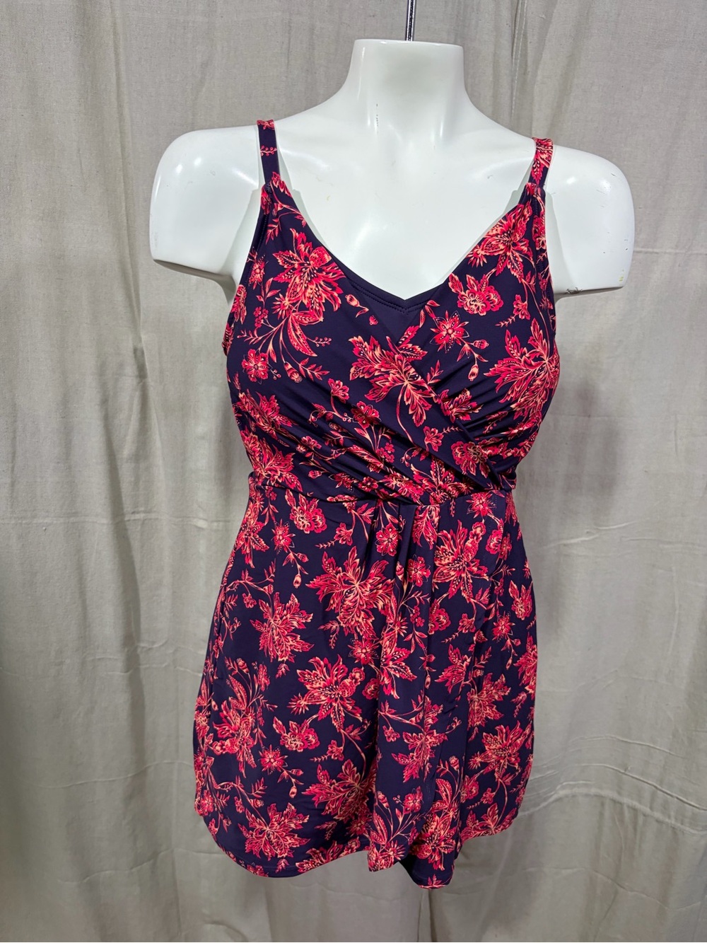 Lands’ End Purple Tulip Wrap Swim Dress